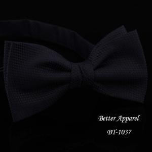 China solid black 100% polyester pre-bow tie for business man factory