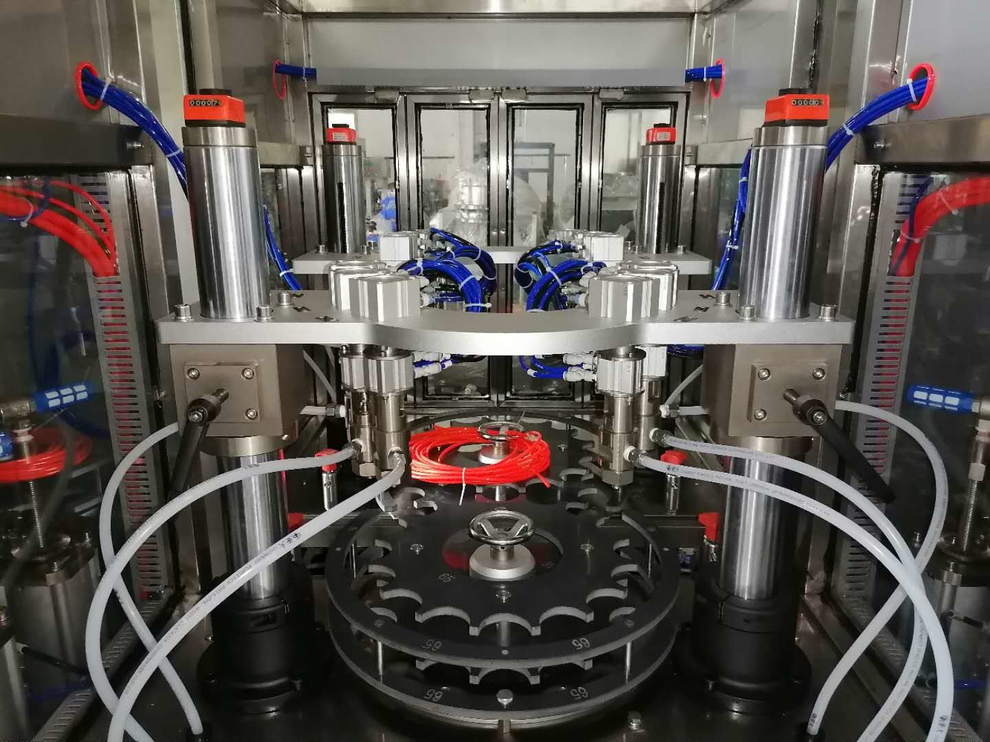 High Speed Aerosol Automatic Filling Production Line 90 Bottles / Min 1.1kw