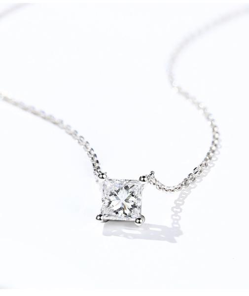 0.20ct 18K Gold Diamond Necklace Princess Cut Solitaire Diamond Necklace Yellow