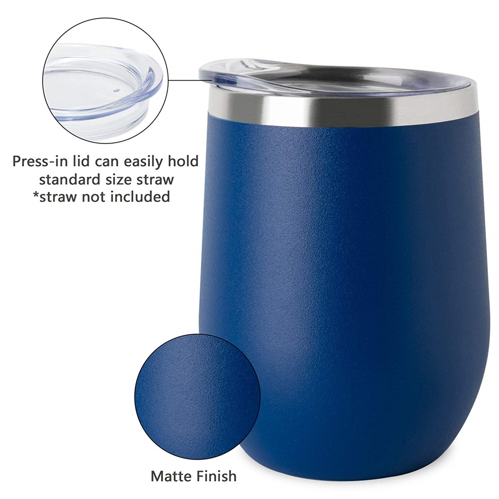 Stainless Steel Beer Mug Vacuum Coffee Glitter Tumbler Custom Logo 12 OZ Double Walled Insulated Egg Shaped Mug With Lid