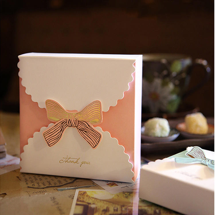 Custom Color Recycled Folding Ivory Board Small Gift Paper Box With Bow For Kids