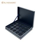 Empty Blue Paper Packaging Boxes Ribbon Linked Lid Hinged Paper Box For Food Can