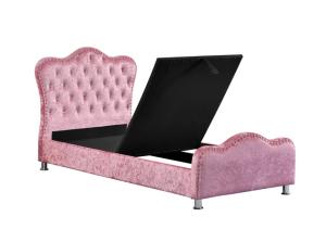 China Customized Pink Velvet Fabric Crushed Velvet Double Bed With Storage factory