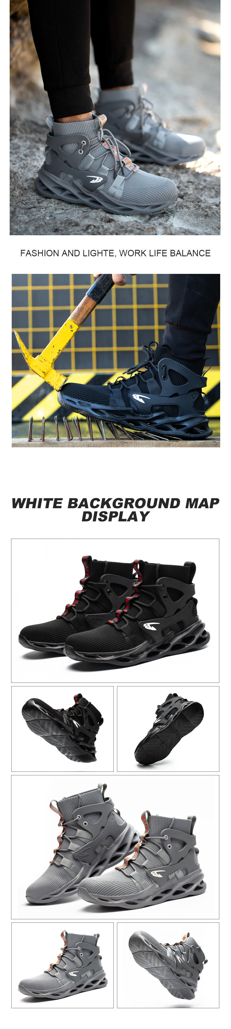 OEM Security Work Boots Flying Weaving Safety Boots Comfortable Safety Shoes For Men And Women