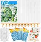Canvas Art Sets With Wooden Easels Paint Brushes For Acrylic Oil Watercolor