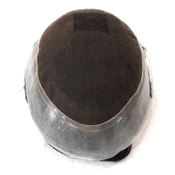 Mens Toupee Human Hair Replacement SystemFrench Lace Poly Skin Hairpieces
