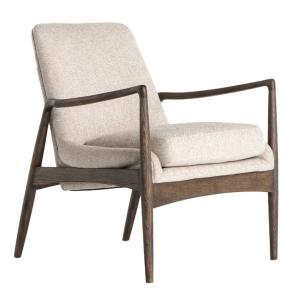 China Single Living Room Furniture Wooden Upholstered Sofa Chair with Fabric and Foam Cushion on Wooden Frame factory