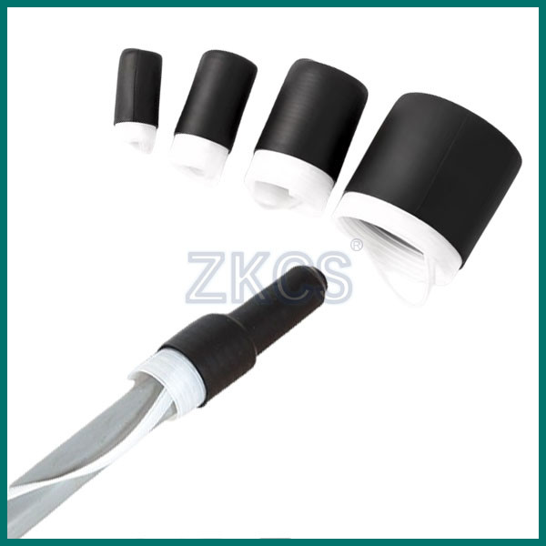 Close-ended Epdm Cold Shrink End Cap positioned over the end of a wide range of cables