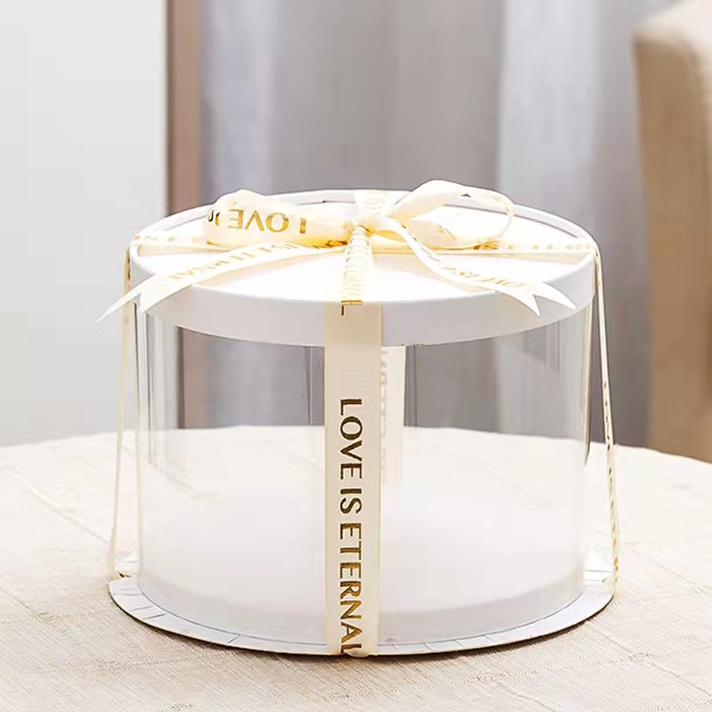 Transparent Round Tall Clear Plastic Disposable Cake Containers For Wedding Birthday