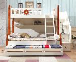 Mediterranean Style Kids Furniture Wooden Storage Children Bunk Bed
