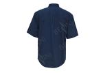 Men's 100% Cotton Twill Custom Work Shirts Short Sleeve Dark Blue Chest Pockets