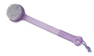 China Purple Bath Body Long Back Scrubber , Skin Refreshing Back Washing Brush factory