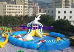 Giant Inflatable Water park Suit with White Shark Water Slide and float toys
