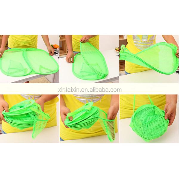 Portable Colorful Foldable Mesh Laundry Basket Reusable Dirty Cloths Bag