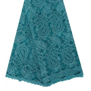 China Embroidery design 2015 high quality teal green Cupion Guipure Lace Fabric/ French Lace factory
