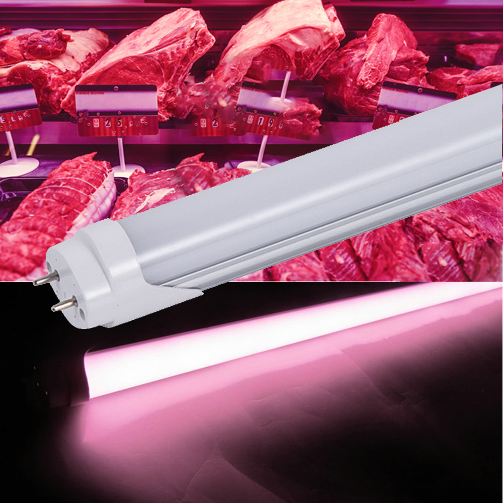 Epistar SMD2835 / 5730 LED Meat Display Tube Pink Cover Frosted Diffuser 18w 20w 120cm