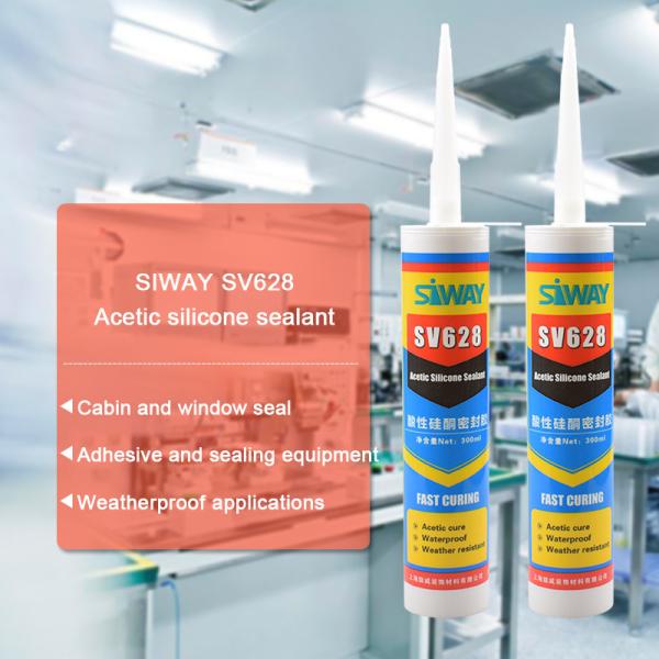 China 590ml Acetic Cure Silicone Sealant , Acetoxy Silicone Sealant Cartridge  Packaged factory