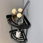 Black 304 Stainless Steel Douche Bathroom Corner Shelf 2 Tier Kitchen Accessorie