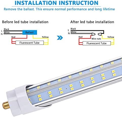 T8 V Shaped 8FT LED Tube Light 65W 270 Degree Single Pin FA8 Base