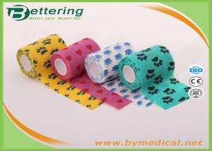 China Veterinary Comfortable Animal Paw Printing Elastic Self Adhesive Wrap Bandages Cohesive Wrap factory