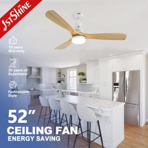China LED Light Source Wooden Blades Optional Smart Remote Ceiling Fan for Home Office factory