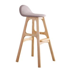 China Ash Wood Fabric Modern High Wooden Bar Chair factory
