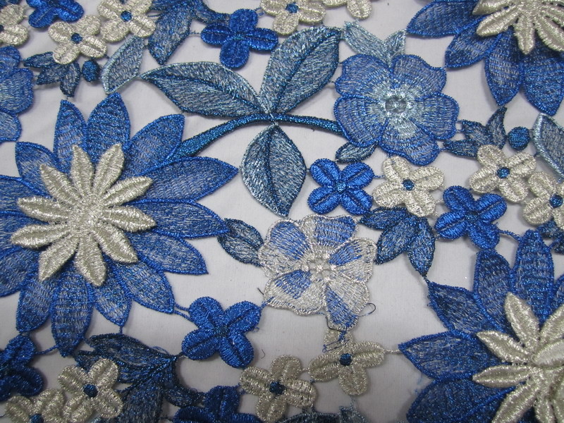 60cm Emulation Real Silks Chemical Lace Red/Green Color Water Soluble Embroidery Fashion fabric