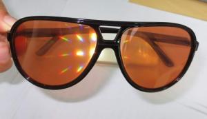 China Amber Plastic Diffraction Glasses Aviator Style With Spiral Effect factory