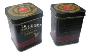 China Square Metal Green Tea Tin With Stackable Lid And Inner Lid Knob factory