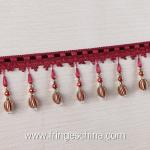 Newest lantern design handmade polyester curtain lace beaded fringes tassels