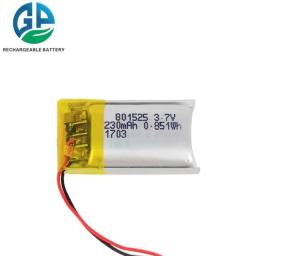 China 801525 230mah Lithium Polymer Battery Pack 500 Times Cycle Life factory