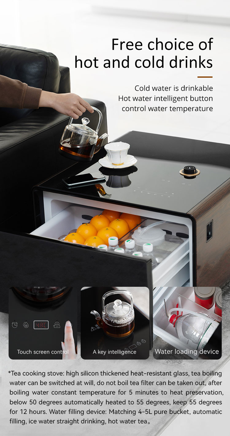 Temperature-Regulated Bedside Table Mini Fridge and Wireless Charging for Smart Homes