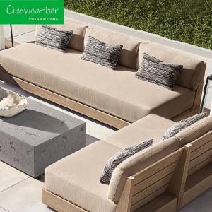 China Hotel Restaurant Banquet Teak Rattan Sofa with Outdoor Foam and Water-Resistant Fabric factory