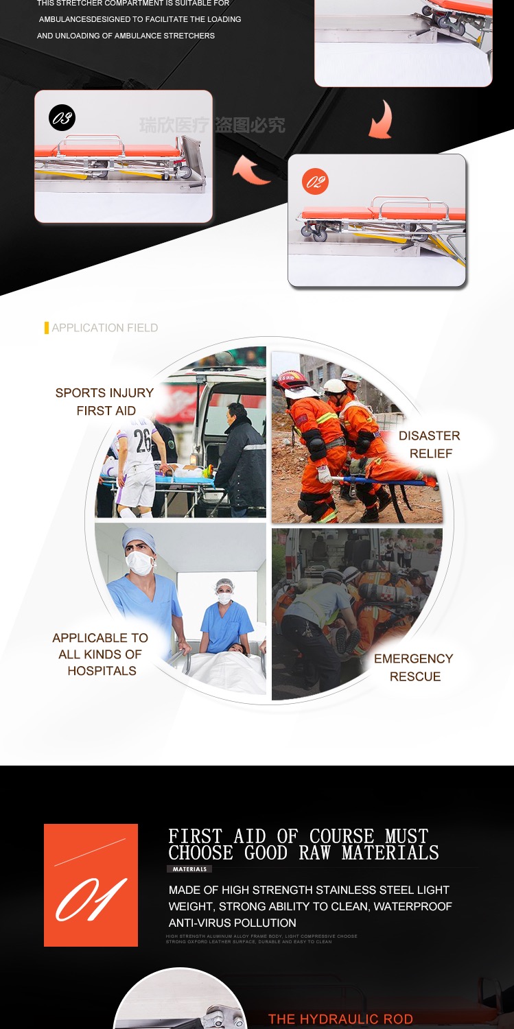 Customized Logo Accepted Convenient Stainless Steel Stretcher Base for Ambulance