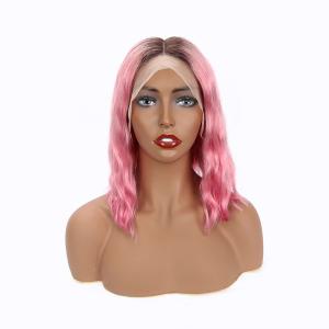 China Double Weft 13 X 4.5 Wave Lace Front Human Hair Wigs 1b / Pink Color factory