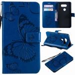 LG V30 Embossing 3D Butterfly Leather Bracket Stand Wallet Case with wristlet