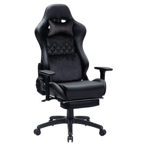 China Office Gaming Chair with Footrest High Back Adjustable PU Leather Modern Design factory