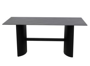 China 1650*850mm Ceramic Finished Dining Table With Fixed Type Black Metal Base factory