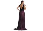 Dark Purple Sequined Sleeveless Formal Dresses , High Low Style Long Prom Dress