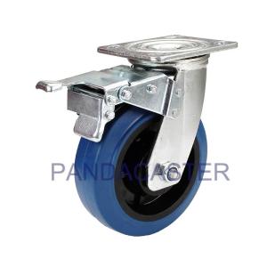 China Rubber Heavy Duty Casters 280KG Zinc Plated Finish With Total Brake Device factory