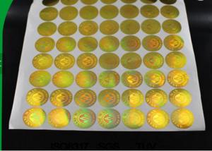 China PET Laser Gold Security Hologram Sticker Anti Salt Water And Non - Toxic factory