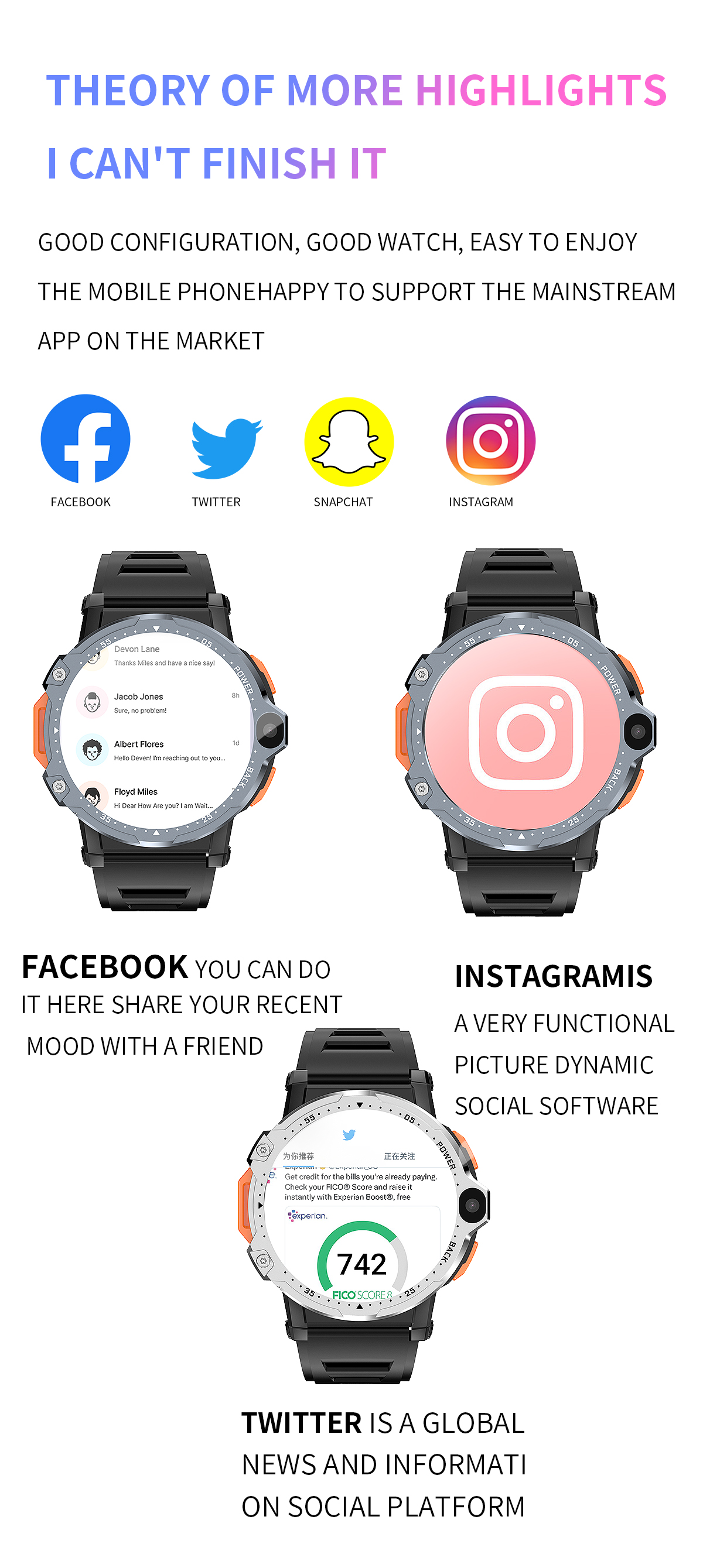 PG999 Black 2+16GB Android Heart Rate Monitor Watch 1.54'' 8.1 Dual Camera WIFI GPS 800mAh 4G