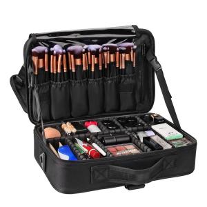 China Multifunction Nylon Large Cosmetic Case With Adjustable Dividers factory