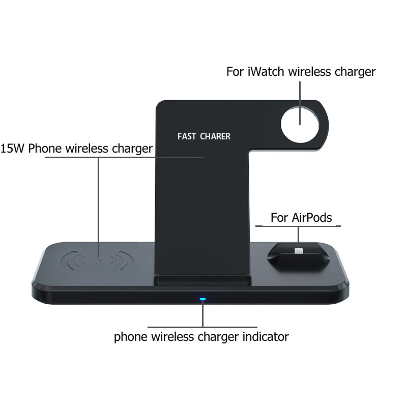 Dual 15W Custom Wireless Charger 4 In 1 Compatible Multiple Devices