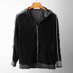 Windproof Mens Black Velour Tracksuit , Mens Sweat Suits Sets Soft Feeling