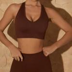 Natural Color Sports Wear Clothing Ribbed Yoga Set Zipper Activewear Suit