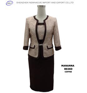 China womens fashion dress suits coffee/grey MANANNA factory