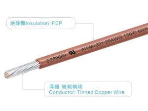 China Brown 20AWG FEP Insulated Wire UL758 AWM1331 600V/150C For Heater / Home Appliance / Light factory