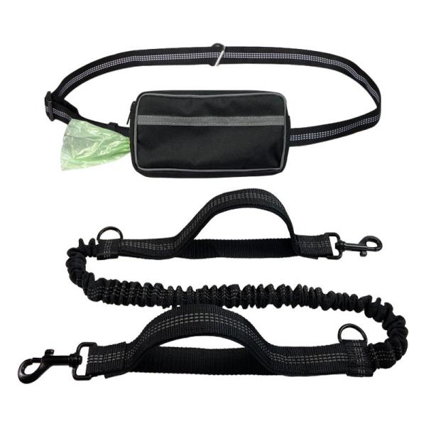 Pet Sports Running Reflective Material Leash Dog Double Handle Leash With Waist