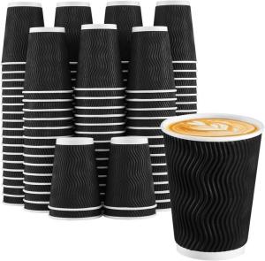 China 12oz 16oz Ripple Wall Coffee Cups Custom Printed Disposable Cups factory